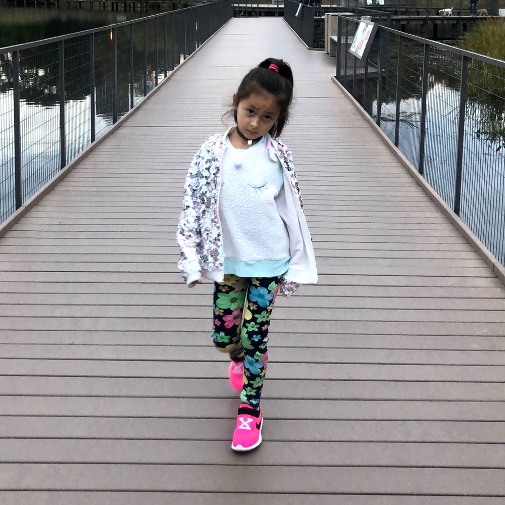 Little girl sequins bomber jacket